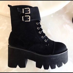 Nu Goth chunky combat boots